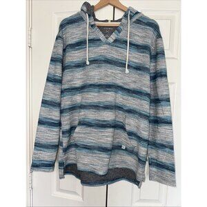 Depart West Women Stripe Long Sleeve Kangaroo Pocket Pullover Hoodie Large